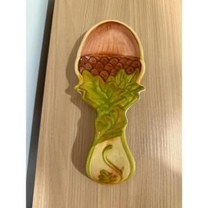 Vintage Cracker Barrel Stoneware Acorn Spoon Rest